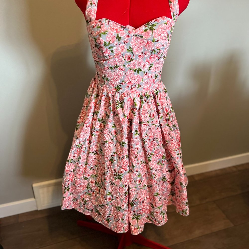 Bernie Dexter Pink Flower Halter Dress